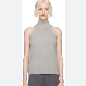 Lisa Yang Freya Grey Sleeveless Turtleneck Sweater Top